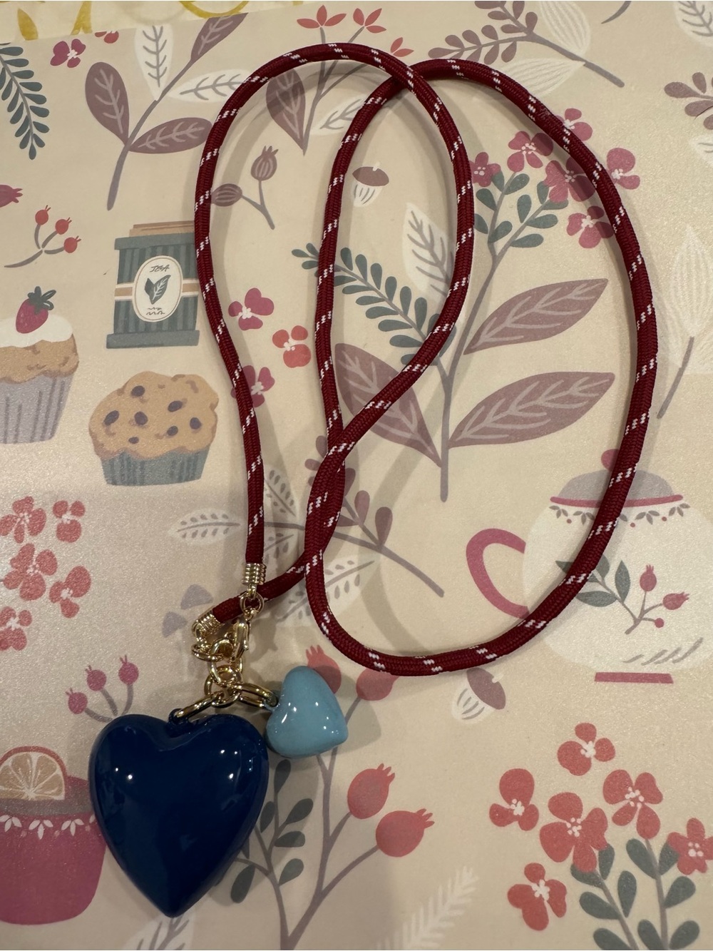 Roxanne Assoulin The Happy Cord Charm Necklace Red Blue - Picture 2 of 2